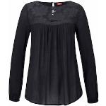 Schwarze Bestickte Langärmelige Buffalo Festliche Blusen aus Baumwolle für Damen Größe XS 