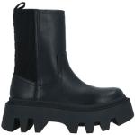 Schwarze Buffalo Bio Runde Blockabsatz Chelsea-Boots aus Kunstfell für Damen Größe 41 