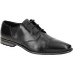 Schwarze Business Bugatti Runde Blockabsatz Derby Schuhe mit Schnürsenkel in Normalweite aus Glattleder mit herausnehmbarem Fußbett für Herren Größe 46 mit Absatzhöhe 5cm bis 7cm 