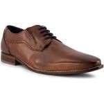 Braune Business Bugatti Derby Schuhe mit Schnürsenkel in Schmalweite aus Glattleder für Herren Größe 48 