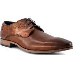 Braune Business Bugatti Derby Schuhe mit Schnürsenkel in Schmalweite aus Glattleder für Herren Größe 48 