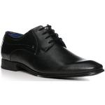 Schwarze Business Bugatti Derby Schuhe mit Schnürsenkel in Schmalweite aus Leder für Herren Größe 48 