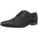 Schwarze Business Bugatti Derby Schuhe mit Schnürsenkel aus Leder für Herren Größe 48 