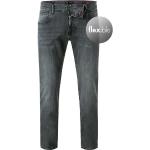 Anthrazitfarbene Bestickte Bugatti FLEXCITY Jeans mit Stickerei aus Baumwolle für Herren Weite 33, Länge 30 