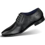 Reduzierte Schwarze Business Bugatti Derby Schuhe mit Schnürsenkel in Breitweite aus Leder für Herren Größe 44 