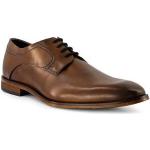 Braune Business Bugatti Derby Schuhe mit Schnürsenkel in Schmalweite aus Glattleder für Herren Größe 46 