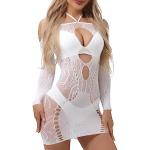 Reduzierte Weiße Sexy Midi Bandage-Kleider & Bodycon-Kleider aus Mesh für Damen Einheitsgröße für Partys 