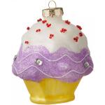 Reduzierte Lila Weihnachtsanhänger mit Cupcake-Motiv aus Glas 