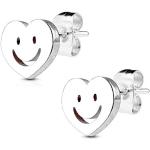 Nickelfreie Silberne Emoji Smiley Herzohrstecker aus Edelstahl zum Valentinstag 