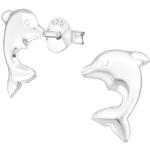 Silberne Elegante Delfin Ohrringe poliert aus Silber für Herren 2-teilig 