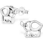 Silberne Elegante Elefanten Ohrringe poliert aus Silber für Herren 2-teilig 