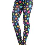Cremefarbene Sterne Damenleggings aus Polyester Größe 5 XL Große Größen 
