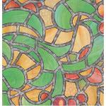 Bunte Fensterfolie Reims Adhesive - Klebefilm Bleiglas Look 0,45 m x 2 m grün orange
