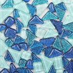 Blaue Quadratische Mosaik Wandfliesen aus Kristall 