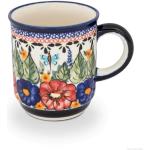 Bunte Bunzlau Keramik Kaffeebecher 250 ml aus Keramik auslaufsicher 