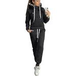 BUOYDM Damen Trainingsanzug Set Hoodies Sweatshirt und Hose Jogging Sportswear B-Schwarz XXL