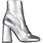 Reduzierte Graue Burberry Damenschuhe mit Reißverschluss aus Leder Größe 37 mit Absatzhöhe 3cm bis 5cm 