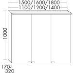 Anthrazitfarbene burgbad Spiegelschränke matt Breite 100-150cm, Höhe 100-150cm, Tiefe 50-100cm 