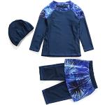 Blaue Kindertankinis mit Rüschen aus Polyamid für Mädchen 3-teilig für den für den Sommer 