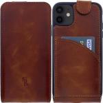 Braune iPhone 11 Hüllen Art: Flip Cases aus Rindsleder klappbar für Herren 