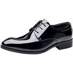 Schwarze Lack-Optik Business Hochzeitsschuhe & Oxford Schuhe mit Riemchen aus Leder leicht für Damen Größe 45 für den für den Sommer 