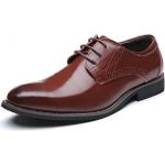 Reduzierte Braune Lack-Optik Business Hochzeitsschuhe & Oxford Schuhe mit Schnürsenkel aus Leder für Herren Größe 40 