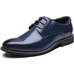 Reduzierte Blaue Lack-Optik Business Hochzeitsschuhe & Oxford Schuhe mit Schnürsenkel aus Leder für Herren Größe 44 