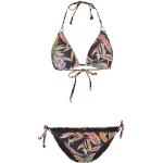 Schwarze Sportliche O'Neill Tropical Flower Neckholder-Bikinis aus Polyamid ohne Bügel für Damen Größe L 