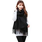 Schwarze Kaschmir-Schals aus Kaschmir für Damen Einheitsgröße für den für den Winter 