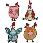 Buttinette Applikationen & Aufnäher mit Huhn-Motiv 4-teilig Ostern 