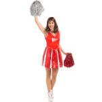 Rote Buttinette Cheerleader-Kostüme mit Bommeln für Damen 