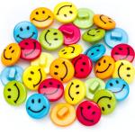 Hellgrüne Buttinette Emoji Smiley Kunststoffknöpfe 6-teilig 
