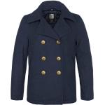 Marineblaue Casual Stehkragen Herrencabanjacken & Herrenpeacoats mit Reißverschluss aus Polyester Größe 3 XL 