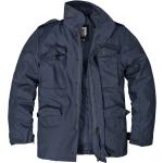 Marineblaue Gesteppte Casual Herrenfieldjackets & Herrenfeldjacken mit Klettverschluss aus Polyester mit Kapuze Größe 5 XL für den für den Winter 