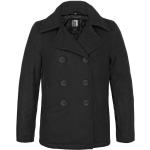 Schwarze Herrencabanjacken & Herrenpeacoats mit Knopf aus Wolle Größe 3 XL 