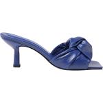 Reduzierte Blaue By Far Karree Mules ohne Verschluss aus Leder für Damen Größe 37 