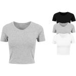 Graue Kurzärmelige Build your Brand T-Shirts aus Jersey für Damen Größe L 