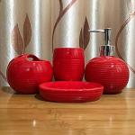 Reduzierte Rote Moderne Seifenschalen & Seifenablagen aus Keramik 4-teilig 