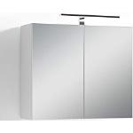 Reduzierte Weiße Nachhaltige Spiegelschränke aus Melamin LED beleuchtet Breite 0-50cm, Höhe 50-100cm, Tiefe 50-100cm 