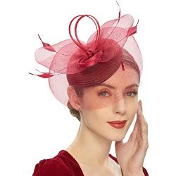 BYUTFA Kopfbedeckung, eleganter Fascinator-Hut, Pillbox-Hut für Damen, Cocktail-Teeparty-Kopfbedeckung, exquisiter französischer Fascinator für Hochzeit