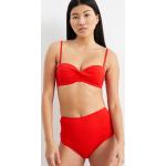 Rote C&A Bandeau Bikinitops aus Polyester in 75B gepolstert für Damen 