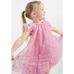 Pinke Blumenmuster C&A Kinderrüschenkleider mit Knopf aus Jersey Größe 98 
