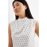 Weiße Gepunktete C&A Blusentops mit Knopf aus Polyester für Damen Größe L für den für den Sommer 