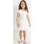 Weiße C&A Die Eiskönigin Kinderkleider mit Pailletten aus Jersey Größe 98 