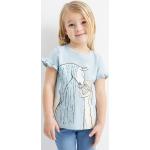 Blaue Kurzärmelige C&A Die Eiskönigin Pailletten Shirts für Kinder aus Jersey Größe 128 