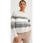 Graue Gestreifte C&A Kaschmir-Pullover aus Wolle für Damen Größe L 