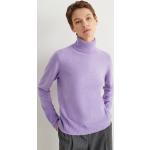 Graue C&A Rollkragen Kaschmir-Pullover aus Wolle für Damen Größe M 