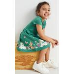 Grüne Blumenmuster C&A Kinderkleider mit Glitzer aus Jersey Größe 134 für den für den Frühling 