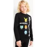Schwarze Langärmelige C&A Pokemon Longsleeves für Kinder & Kinderlangarmshirts aus Jersey Größe 158 