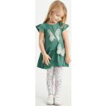 Grüne Blumenmuster C&A Kinderkleider mit Leggings mit Insekten-Motiv mit Pailletten aus Jersey Größe 92 